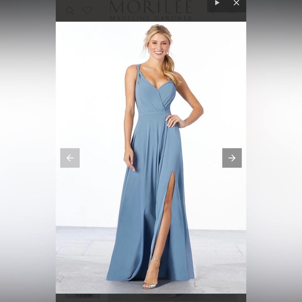 Morilee Surplice Bodice, Blue Chiffon Size 12